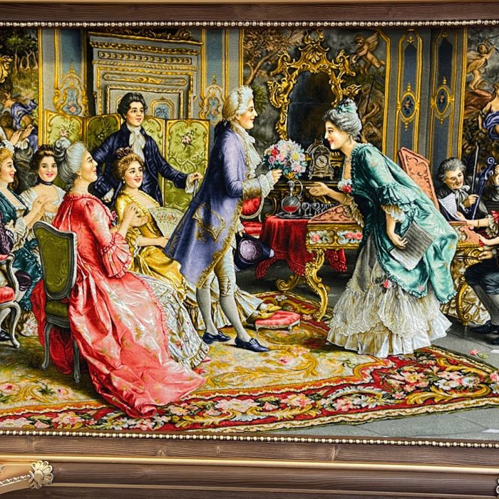 Silk & Wool Tabriz Hand Knotted Tableau Rug 4.11 x 3.7 ft ( 125 x 113 cm)