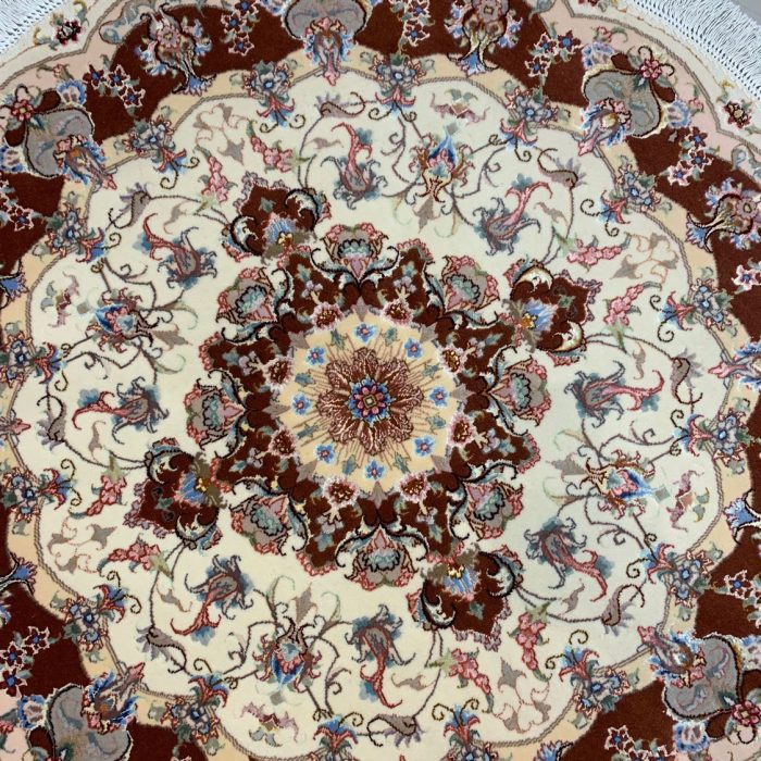 Wool & Silk Persian Rug 3.5 X 3.5 ft (105 X 105 cm)