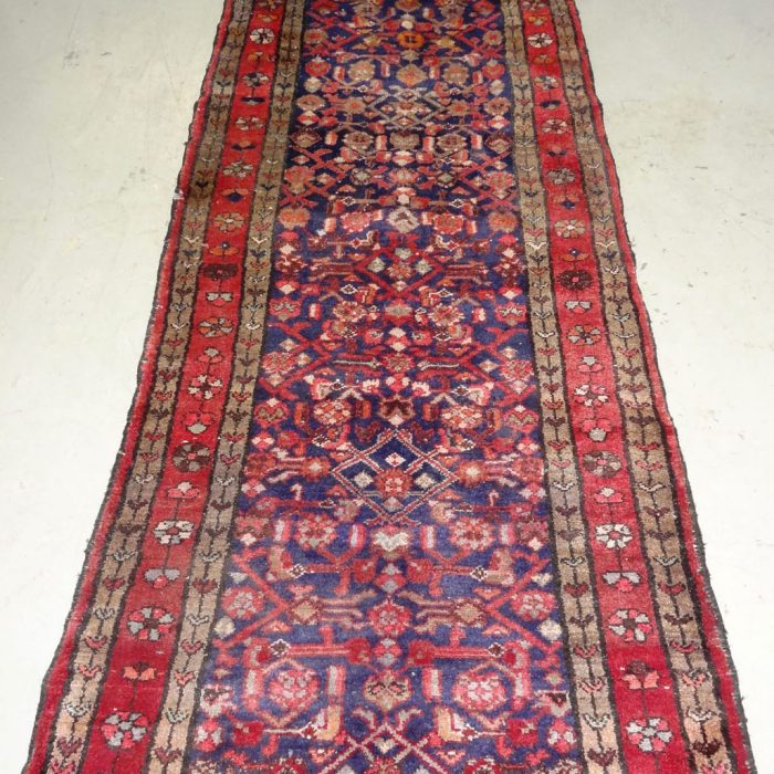 Semi-Antique Hamedan Persian Runner/Rug 10.6 X 3.4 ft (320 X 102 cm)