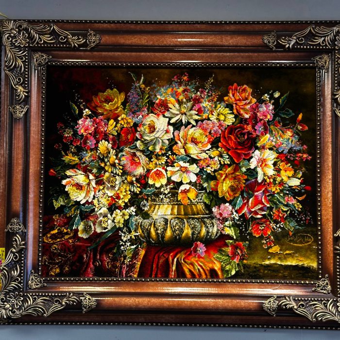 Handmade Wool & Silk Tabriz Pictorial Rug Size:3.5 x 2.10 ft ( 107 x 64 cm)