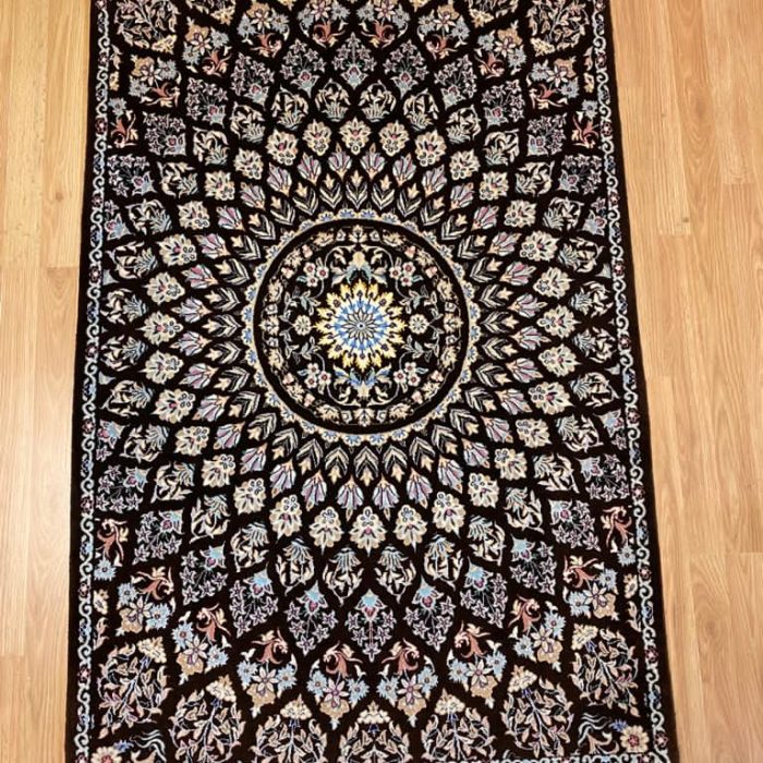 Wool & Silk Persian Rug  4.11 x 3.3 ft (151 X 99 cm)