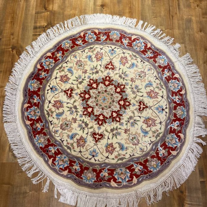 Persian Handmade Wool & Silk Rug   3.4 X 3.4 ft (101 X 101 cm)