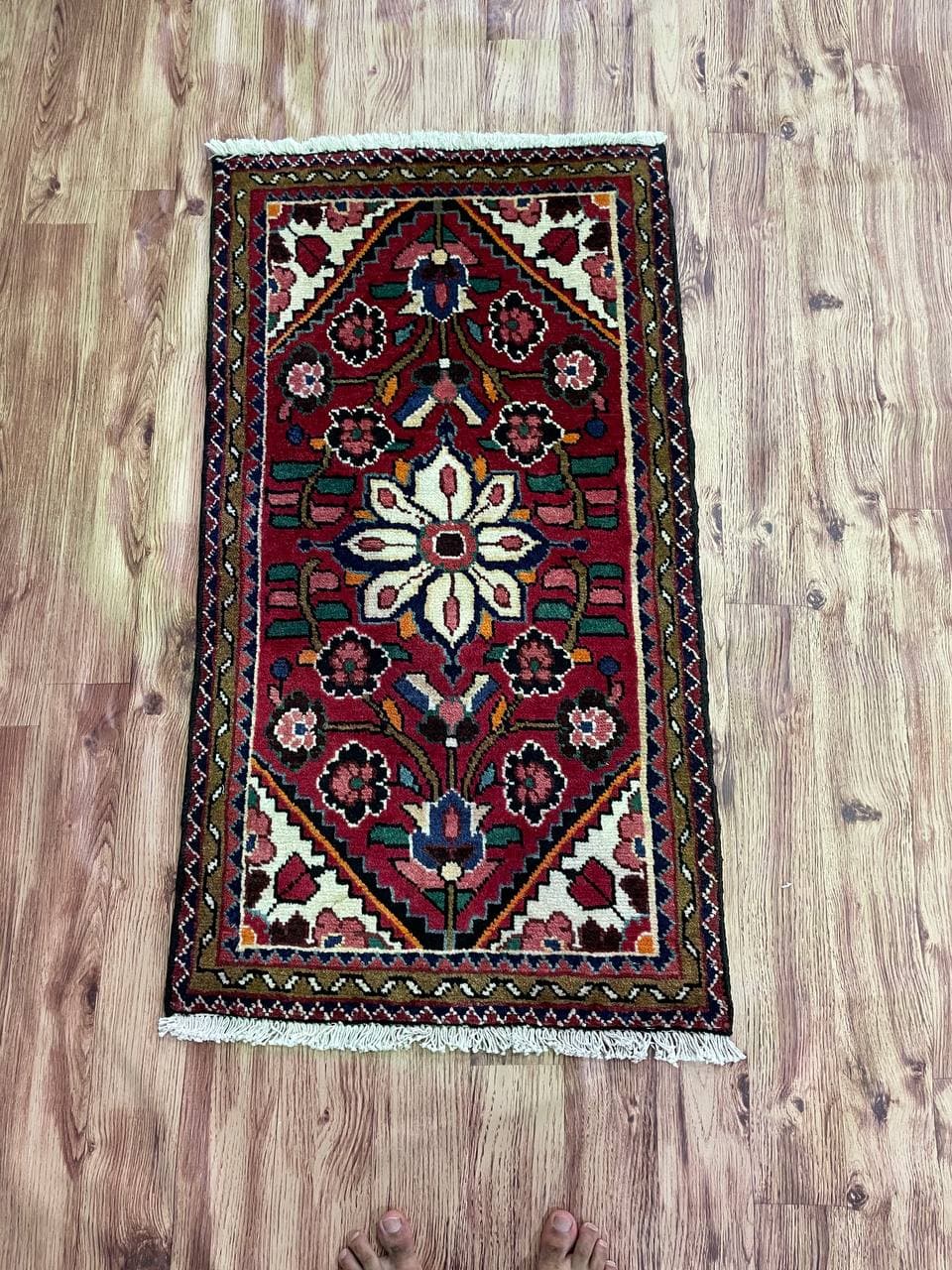 Persian Handmade Wool Rug 3.8 X 2.1 ft (113 X 62 cm) Rugs Place