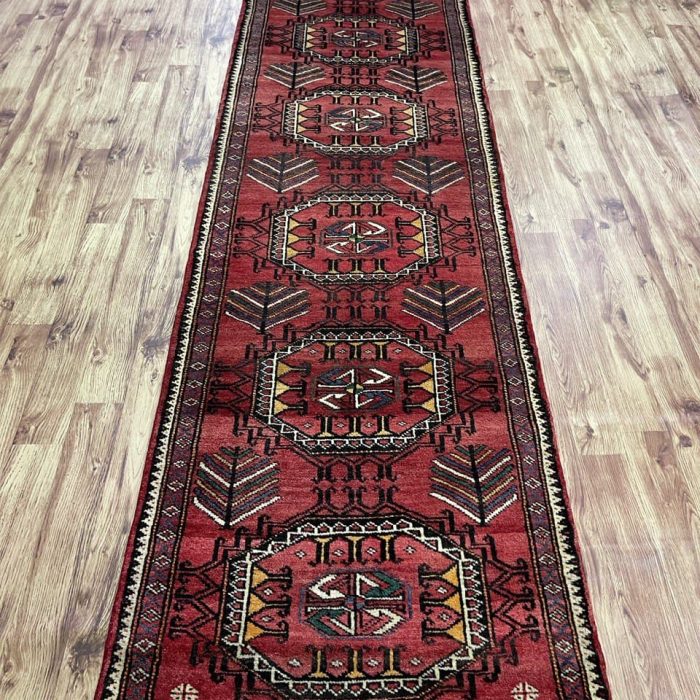 Heriz Persian Handmade Wool Runner ,Size: 12.4 X 2.9 ft (376 X 83 cm)